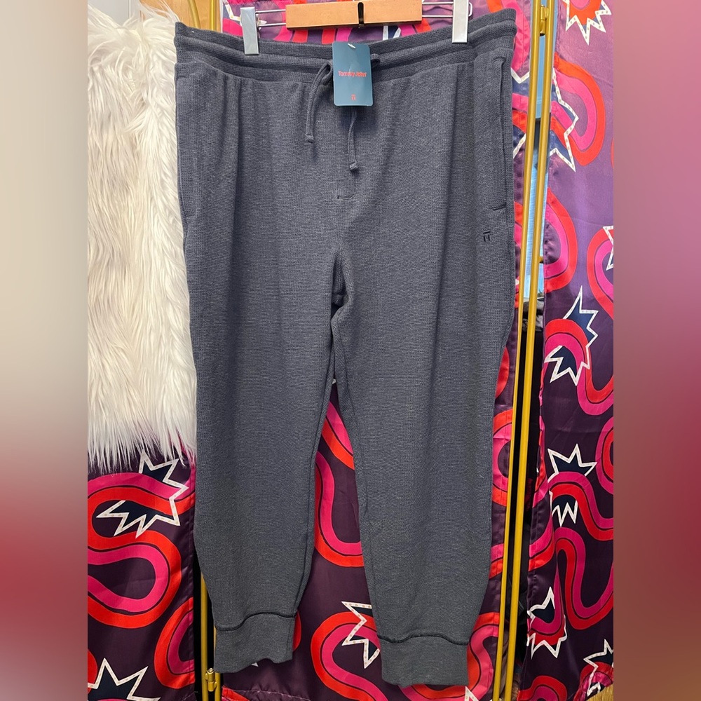 NWT Tommy John Waffle Knit Joggers Lounge Loungewear Pants XL Grey Tencel Soft